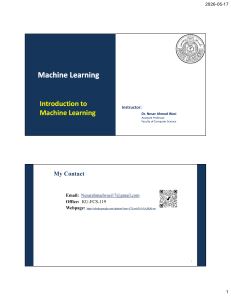 Introduction to Machine Learning Course Syllabus