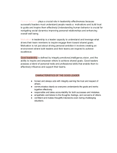 Leadership Characteristics and Human Behavior