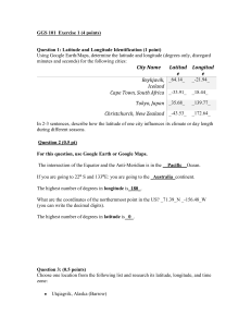 GGS 101 Exercise 1: Geography Coordinates