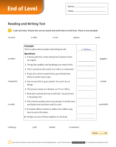 Super Minds Level 5 Reading & Writing Test