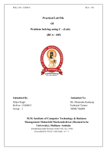 BCA-105 Practical Lab File: Problem Solving Using C