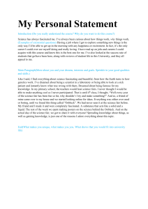 My Personal Statement: Science Interest & Aspirations