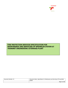 Fire Sprinkler System Maintenance Specification for Transnet Engineering