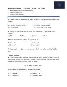 Chemistry Exam 1 Bootcamp: Chapters 2,4,7 ACS Guide