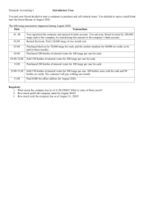 Financial Accounting I Case Study: Mineral Water Kiosk