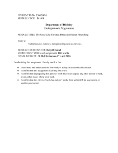 Euthanasia and Personhood: Christian Ethics Undergraduate Essay