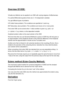 Overview of Ordinary Differential Equations (ODE) Methods