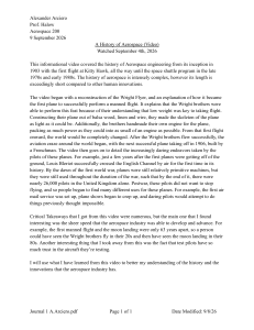 A History of Aerospace: Student Journal on Aviation History Video