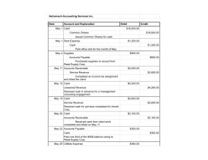 Astromech Accounting Services Inc. May Journal Entries