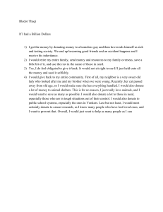 If I Had a Billion Dollars: Personal Essay on Charity & Responsibility