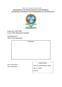 Electronics Lab Report: Equipment Familiarization