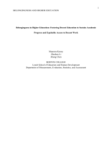 Belongingness in Higher Education: Decent Education & Academic Progress