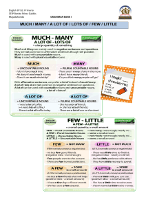 Grammar Bank I: Much, Many, A Lot of, Few, Little &ndash; Grade 6 English