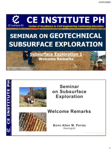 Seminar on Geotechnical Subsurface Exploration