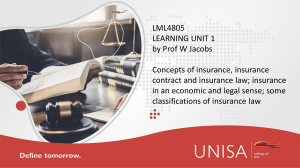 Concepts of Insurance and Insurance Law