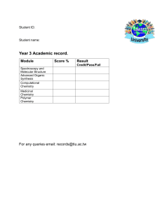 Year 3 Chemistry Academic Record Form - University Transcript Template