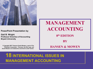 International Issues in Management Accounting &ndash; Ch. 18 Slides