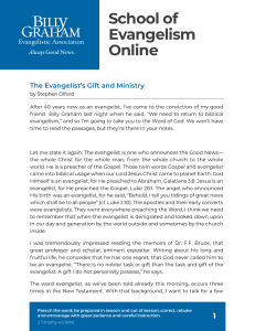 The Evangelist's Gift and Ministry by Stephen Olford