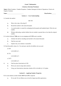 Grade 7 Math Revision Worksheet