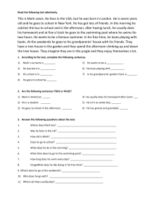 Mark Lewis Reading Comprehension Worksheet - ESL Elementary Test