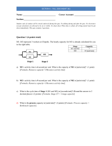 MGMT 361 Quiz: Process Capacity & Assembly Line