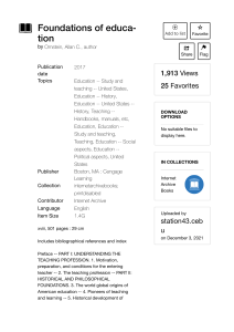 Foundations of Education by Ornstein (2017) &ndash; Cengage Textbook