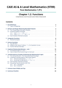 CAIE A Level Maths 9709 Functions: P1 Lecture Notes & Study Guide
