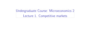 Microeconomics 2, Lecture 1: Competitive Markets &ndash; Supply & Demand