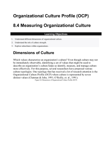 Organizational Culture Profile (OCP): Measuring Organizational Culture