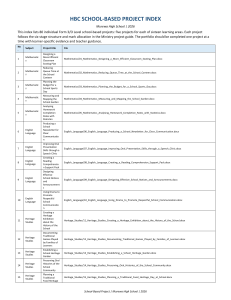 HBC School-Based Project Index 2026