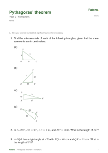 Pythagoras' Theorem Homework Worksheet