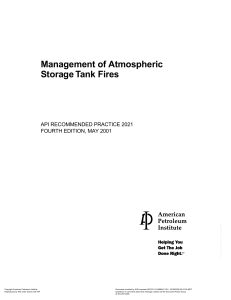 API RP 2021: Management of Atmospheric Storage Tank Fires (2001)