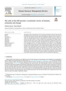 Roles of the HR Function: Systematic Review of Tensions and Change