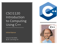 CSCI1120 C++ Inheritance Lecture Slides: Base & Derived Classes