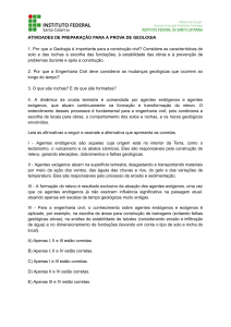 Atividades de Prepara&ccedil;&atilde;o para a Prova de Geologia &ndash; IFSC