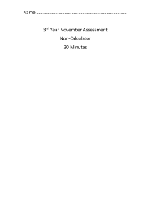 3rd Year November Math Assessment Non-Calculator
