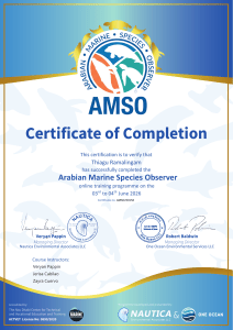 Arabian Marine Species Observer (AMSO) Certificate of Completion