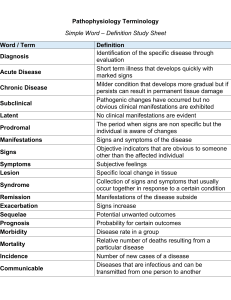 Pathophysiology Terminology Study Sheet: Key Terms and Definitions