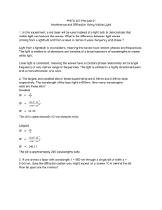 PHYS 201 Pre-Lab 01: Interference and Diffraction