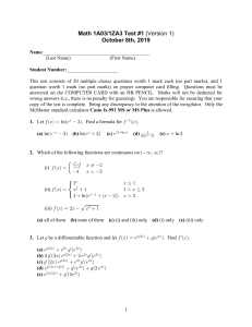 Math 1A03/1ZA3 Test #1 Exam