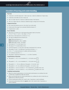 Cambridge AS & A Level Pure Maths 1 Checklist