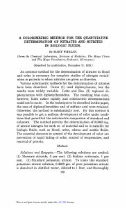 Colorimetric Determination of Nitrates and Nitrites in Biologic Fluids