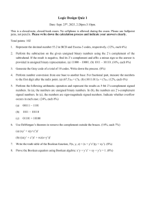 Logic Design Quiz 1: Digital Logic Problems