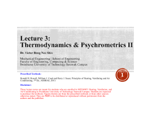 Lecture 3: Thermodynamics & Psychrometrics II