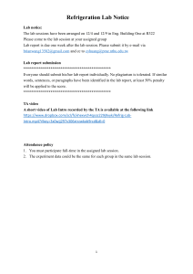 Refrigeration Lab Notice: Vapor-Compression Cycle Experiment Guide