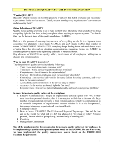 Inculcating Quality Culture in Organizations