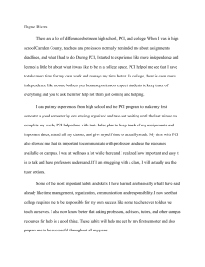 College Transition: High School to PCI to College Reflection
