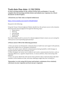 Nursing Clinical Judgment & Communication Assignment