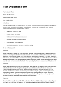 Peer Evaluation Form &ndash; ExamCore Team Project by SiRaB Team