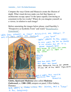 Unit 3 The Italian Renaissance: Giotto vs Masaccio Perspective Analysis